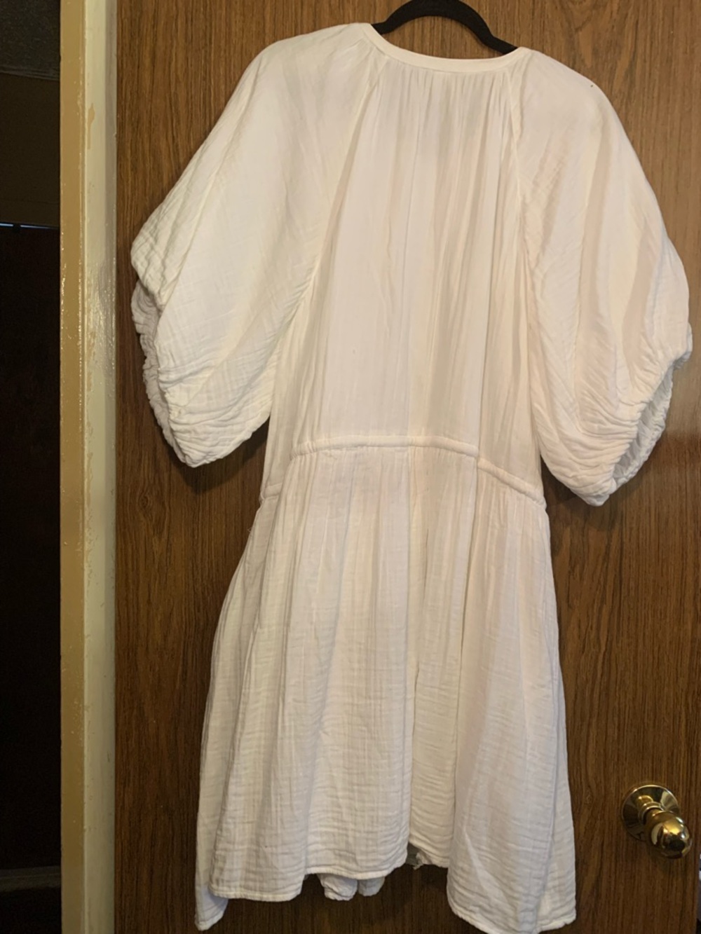 Boho White Dress with Balloon Sleeve - Picture 2 of 4
